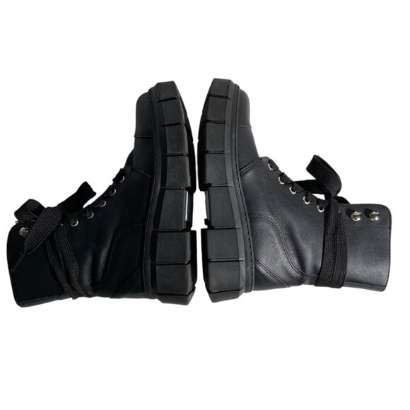 New Alohas Can Can Black Leather Combat Boots - Picture 8 of 15